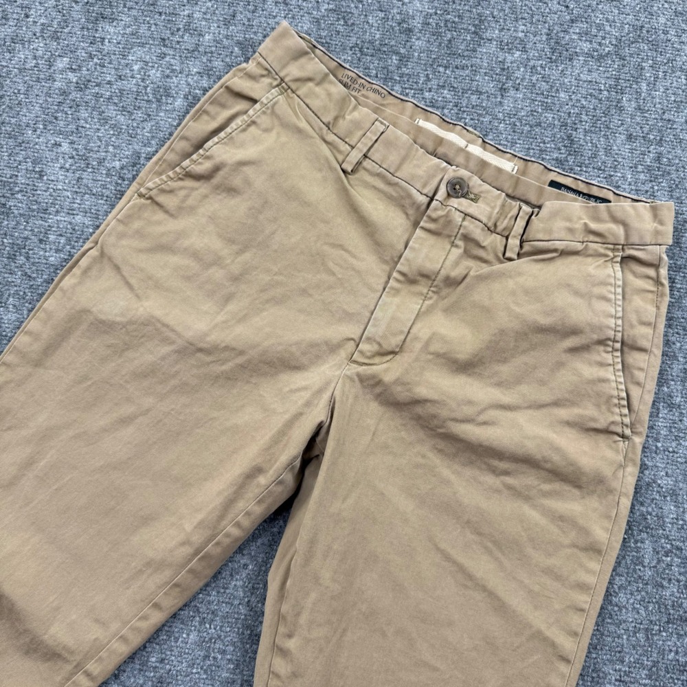 Banana Republic Mens Lived In‎ Chino Slim Fit Pants Khaki Tan 32 30 Flaw